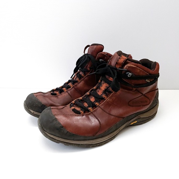 Patagonia Leather Lace Up Hiking Boots Mid Goretex Sable Brown - Picture 5 of 7